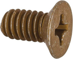 Made in USA - 1/4-20 UNC, 1/2" OAL Phillips Drive Machine Screw - Flat Head, Grade 3 Steel, Yellow Cadmium-Plated Finish, Without Washer - Americas Industrial Supply