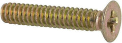 Made in USA - #4-40 UNC, 5/8" OAL Phillips Drive Machine Screw - Flat Head, Grade 3 Steel, Yellow Cadmium-Plated Finish, Without Washer - Americas Industrial Supply
