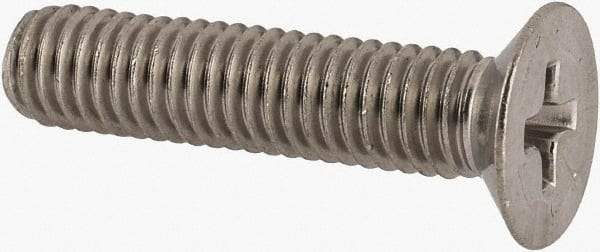 Made in USA - #10-32 UNF, 7/8" OAL Phillips Drive Machine Screw - Flat Head, Grade 18-8 Stainless Steel, Without Washer - Americas Industrial Supply