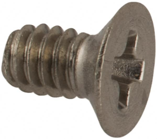 Made in USA - #2-56 UNC, 5/32" OAL Phillips Drive Machine Screw - Flat Head, Grade 18-8 Stainless Steel, Passivated Finish, Without Washer - Americas Industrial Supply