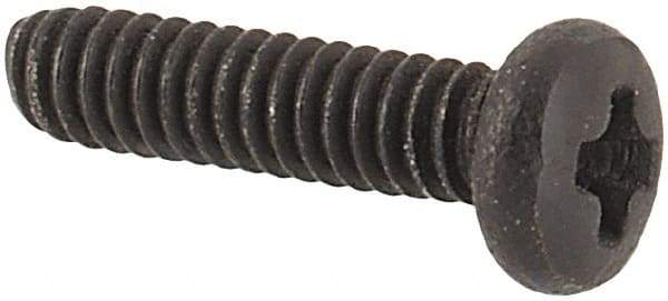 Made in USA - #0-80 UNF, 1/4" Length Under Head Phillips Drive Machine Screw - Pan Head, Grade 18-8 Stainless Steel, Black Oxide Finish, Without Washer - Americas Industrial Supply