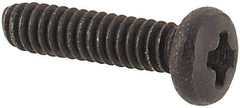 Made in USA - #0-80 UNF, 1/4" Length Under Head Phillips Drive Machine Screw - Pan Head, Grade 18-8 Stainless Steel, Black Oxide Finish, Without Washer - Americas Industrial Supply