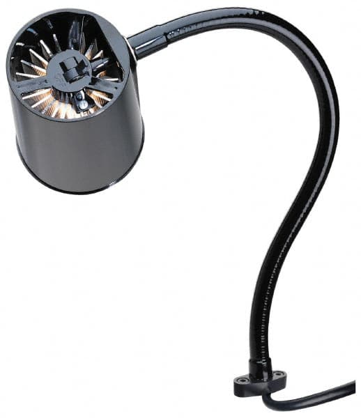 Made in USA - 24 Inch, Gooseneck, Direct Mounted, Incandescent, Black, General Purpose Task Light - 100 Watt, 120 Volt, Nonmagnifying - Americas Industrial Supply