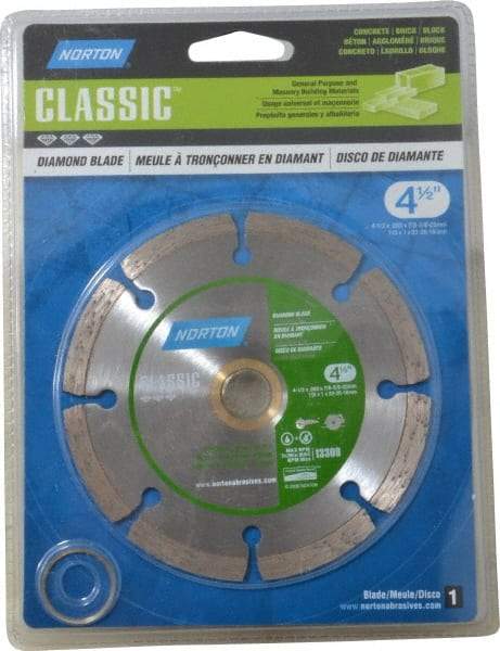 Norton - 4-1/2" Diam, 5/8 & 7/8" Arbor Hole Diam, Wet & Dry Cut Saw Blade - Diamond-Tipped, Standard Round Arbor - Americas Industrial Supply