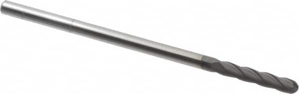 Niagara Cutter - 3/16" Diam, 1" LOC, 4 Flute Solid Carbide Ball End Mill - Diamond Finish, Single End, 4" OAL, 3/16" Shank Diam, Spiral Flute - Americas Industrial Supply