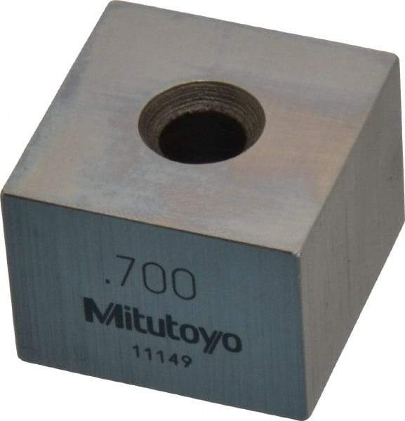 Mitutoyo - 0.7" Square Steel Gage Block - Accuracy Grade 0, Includes Certificate of Inspection - Americas Industrial Supply