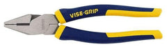 Irwin - 8" OAL, 1-15/32" Jaw Length x 1-3/16" Jaw Width, Side Cutting Linesman's Pliers - North American Jaw, Standard Head, ProTouch Handles - Americas Industrial Supply