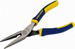Irwin - 6" OAL, 1-25/32" Jaw Length x 23/32" Jaw Width, Long Nose Side Cutting Pliers - Serrated Jaw, Standard Head, ProTouch Handles - Americas Industrial Supply