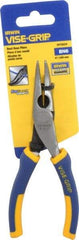 Irwin - 6" OAL, 1-9/16" Jaw Length x 23/32" Jaw Width, Long Nose Side Cutting Bent Nose Pliers - Serrated Jaw, Standard Head, ProTouch Handles - Americas Industrial Supply