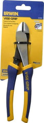 Irwin - 8" OAL, Diagonal Cutter - 7/8" Jaw Length x 1-1/8" Jaw Width, Oval Head, ProTouch Handle - Americas Industrial Supply