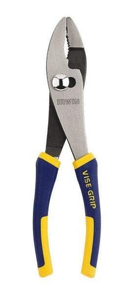 Irwin - 8" OAL, 1-5/16" Jaw Length, 1-11/32" Jaw Width, Slip Joint Pliers - Serrated Jaw, Regular Nose Head, Standard Tool, Wire Cutting Shear - Americas Industrial Supply