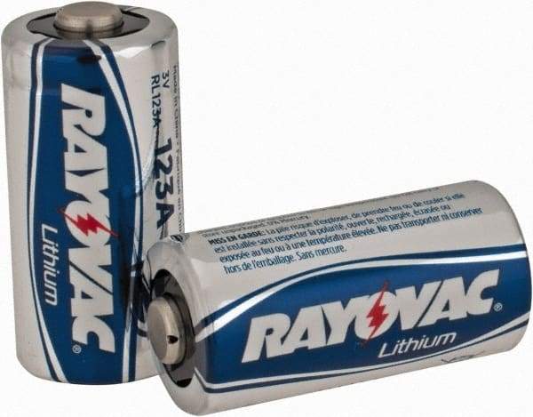 Rayovac - Size 123A, Lithium, 2 Pack, Standard Battery - 3 Volts - Americas Industrial Supply