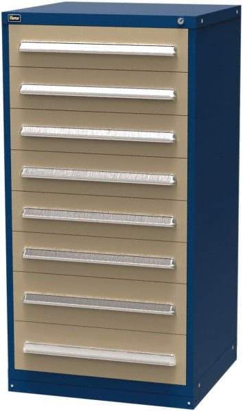 Vidmar - 8 Drawer, Modular Storage Cabinet - Steel, 30" Wide x 27-3/4" Deep x 59" High, Blue & Beige - Americas Industrial Supply