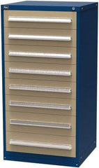 Vidmar - 8 Drawer, Modular Storage Cabinet - Steel, 30" Wide x 27-3/4" Deep x 59" High, Blue & Beige - Americas Industrial Supply