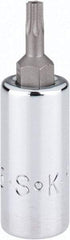 SK - 1/4" Drive, T15 Torx Bit Socket - 1-3/4" OAL, Tamper Resistant - Americas Industrial Supply