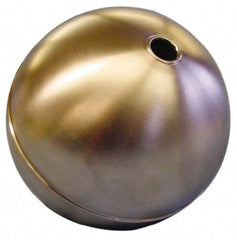 Made in USA - 7" Diam, Spherical, Tubed Through Connection, Metal Float - 1/2" Rod Thread, Stainless Steel, 400 Max psi, 20 Gauge - Americas Industrial Supply
