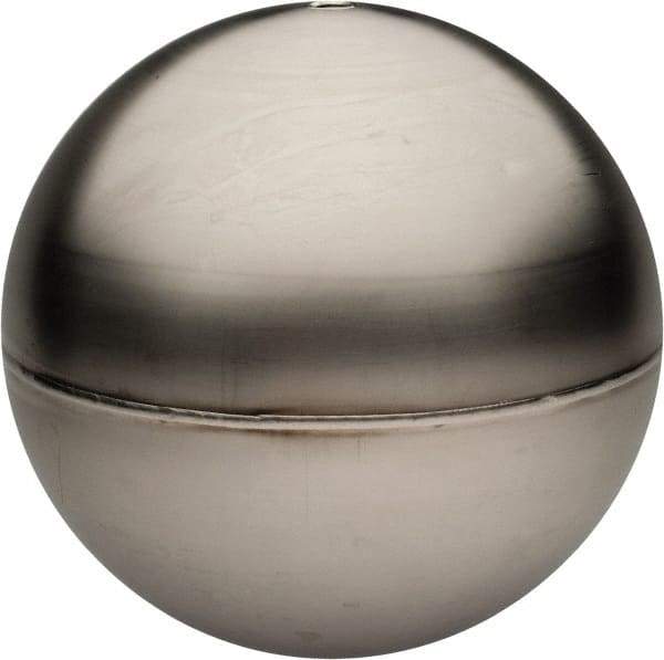 Made in USA - 2" Diam, Spherical, Tubed Through Connection, Metal Float - 1/4" Rod Thread, Stainless Steel, 850 Max psi, 26 Gauge - Americas Industrial Supply