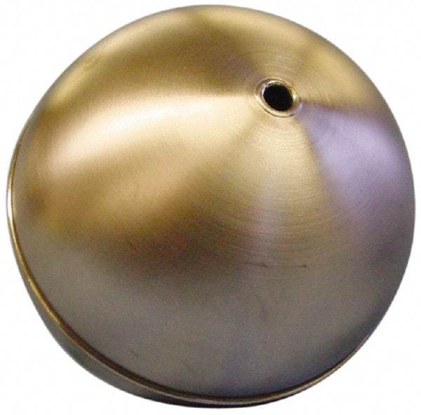 Made in USA - 4" Diam, Spherical, Tubed Through Connection, Metal Float - 1/4" Rod Thread, Stainless Steel, 900 Max psi, 19 Gauge - Americas Industrial Supply