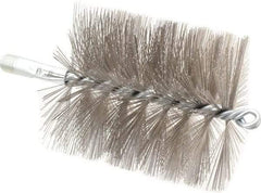 Schaefer Brush - 4-1/2" Brush Length, 4" Diam, Double Stem, Double Spiral Tube Brush - 7-1/4" Long, Stainless Steel, 1/4" NPSM Male Connection - Americas Industrial Supply