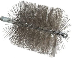 Schaefer Brush - 4-1/2" Brush Length, 4-1/2" Diam, Double Stem, Single Spiral Tube Brush - 7-1/4" Long, Stainless Steel, 1/4" NPSM Male Connection - Americas Industrial Supply