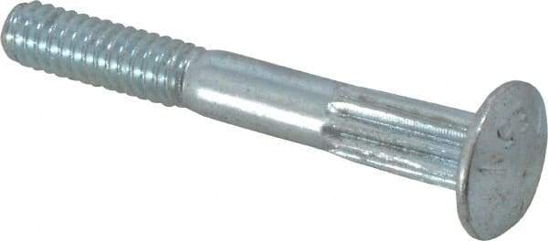 Value Collection - 1/4-20 UNC 2" Length Under Head, Ribbed Neck, Carriage Bolt - Grade 5 Steel, Zinc-Plated Clear Chromate Finish - Americas Industrial Supply