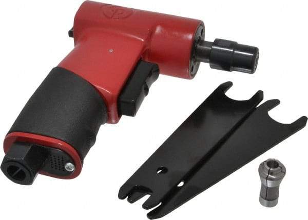 Chicago Pneumatic - 1/4" Collet, Angle Handle, Angle Air Die Grinder - 17,000 RPM, Rear Exhaust, 15.89 CFM, 0.2 hp, 6.21 bar, 1/4 NPT - Americas Industrial Supply