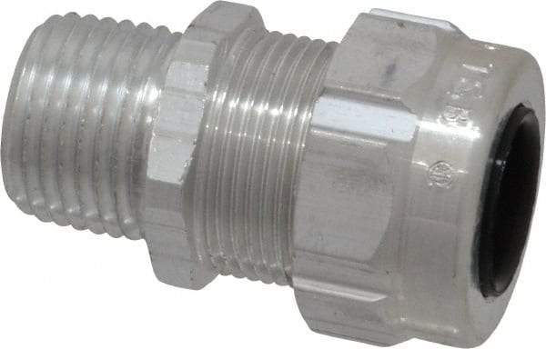 Thomas & Betts - 0.31 to 0.56" Cable Capacity, Liquidtight, Straight Strain Relief Cord Grip - 1/2 Thread, 1-3/4" Long, Aluminum - Americas Industrial Supply