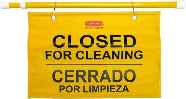 Rubbermaid - "Closed for Cleaning/Cerrado Por Limpieza", 13" Long, Pressure-Sensitive Vinyl Safety Sign - Rectangle, Use for Accident Prevention - Americas Industrial Supply