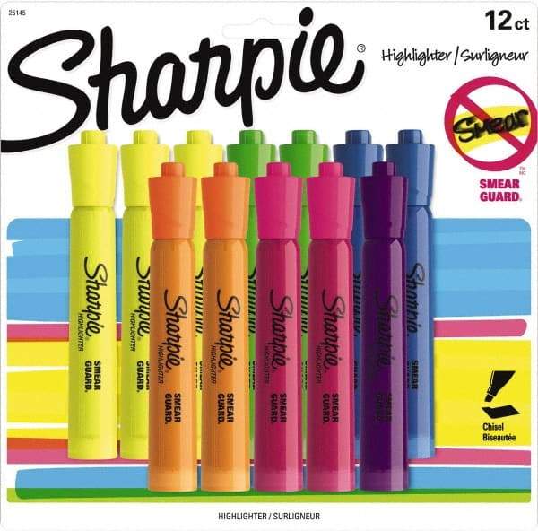 Sharpie - Assorted Colors, Highlighter - Chisel Tip, AP Nontoxic Ink - Americas Industrial Supply