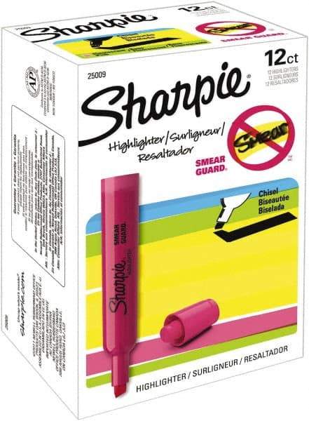 Sharpie - Fluorescent Pink Highlighter - Chisel Tip, AP Nontoxic Ink - Americas Industrial Supply