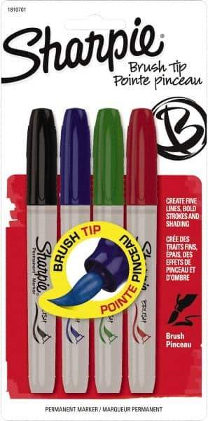 Sharpie - Black, Blue, Green, Red Permanent Marker - Brush Tip, AP Nontoxic Ink - Americas Industrial Supply