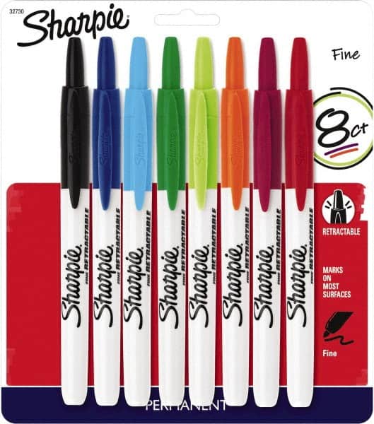 Sharpie - Assorted Colors, Permanent Marker - Retractable Fine Tip, AP Nontoxic Ink - Americas Industrial Supply