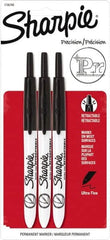 Sharpie - Black Permanent Marker - Retractable Ultra Fine Tip, AP Nontoxic Ink - Americas Industrial Supply