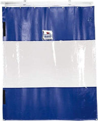 TMI, LLC - 24' Door Width x 12' Door Height PVC Solid with Vision Panel (Style) Industrial Curtain Kit - Blue/Clear - Americas Industrial Supply