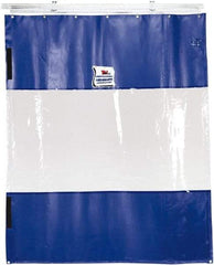 TMI, LLC - 24' Door Width x 8' Door Height PVC Solid with Vision Panel (Style) Industrial Curtain Kit - Blue/Clear - Americas Industrial Supply