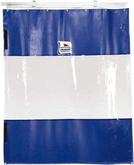 TMI, LLC - 12' Door Width x 10' Door Height PVC Solid with Vision Panel (Style) Industrial Curtain Kit - Blue/Clear - Americas Industrial Supply