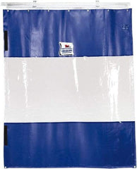 TMI, LLC - 12' Door Width x 8' Door Height PVC Solid with Vision Panel (Style) Industrial Curtain Kit - Blue/Clear - Americas Industrial Supply
