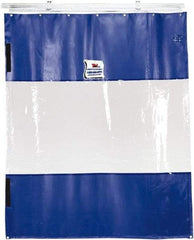 TMI, LLC - 6' Door Width x 12' Door Height PVC Solid with Vision Panel (Style) Industrial Curtain Kit - Blue/Clear - Americas Industrial Supply