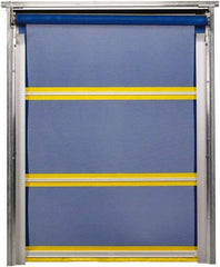 TMI, LLC - 8' Door Width x 8' Door Height PVC Mesh Bug Screen & In-Tube Motorized (Style) Roll Up Dock Screen - Blue/Yellow - Americas Industrial Supply