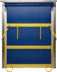 TMI, LLC - 10' Door Width x 12' Door Height PVC Mesh Bug Screen & Spring Loaded Manuel (Style) Roll Up Dock Screen - Blue/Yellow - Americas Industrial Supply