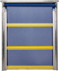 TMI, LLC - 10' Door Width x 10' Door Height PVC Mesh Bug Screen & In-Tube Motorized (Style) Roll Up Dock Screen - Blue/Yellow - Americas Industrial Supply