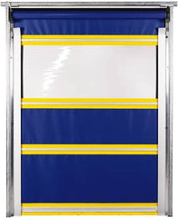 TMI, LLC - 12' Door Width x 12' Door Height PVC Solid with Vision Panel & In-Tube Motorized (Style) Roll Up Dock Screen - Blue/Yellow/Clear - Americas Industrial Supply
