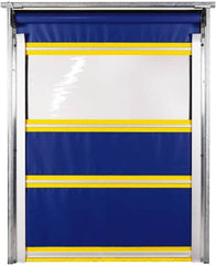 TMI, LLC - 10' Door Width x 10' Door Height PVC Solid with Vision Panel & In-Tube Motorized (Style) Roll Up Dock Screen - Blue/Yellow/Clear - Americas Industrial Supply