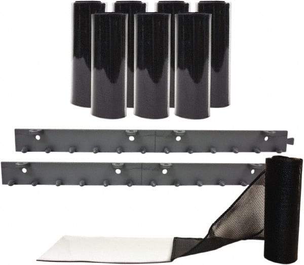 Aleco - 4' Door Width x 7' Door Height Vinyl Front Base Strip (Style) Mesh Insect Barrier - Black Top & Clear Bottom - Americas Industrial Supply