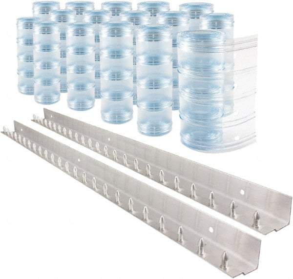 Aleco - 8' Door Width x 8' Door Height PVC Clear Ribbed Strip Door Kit - Clear - Americas Industrial Supply