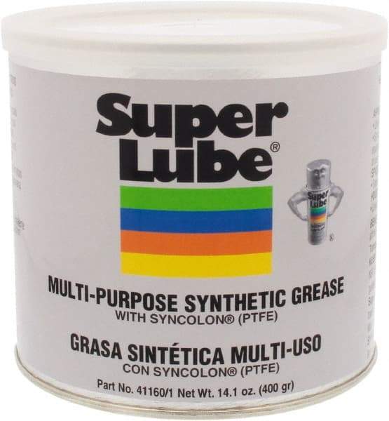 Synco Chemical - 14.1 oz Canister Synthetic Lubricant w/PTFE General Purpose Grease - Translucent White, Food Grade, 450°F Max Temp, NLGIG 1, - Americas Industrial Supply