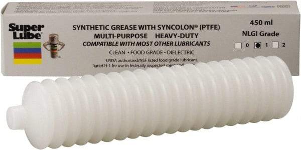 Synco Chemical - 14.1 oz Bellow Synthetic Lubricant w/PTFE General Purpose Grease - Translucent White, Food Grade, 450°F Max Temp, NLGIG 1, - Americas Industrial Supply