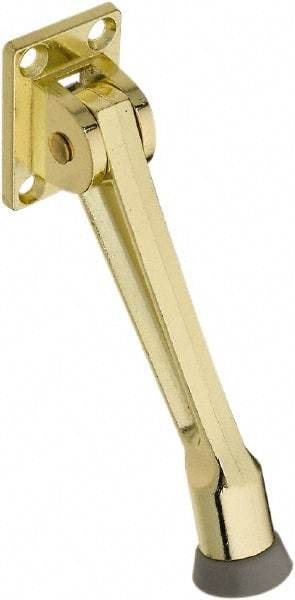 National Mfg. - 5" Projection Kickdown Door Stop - Screw Mount, Brass Finish - Americas Industrial Supply