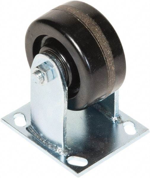 Greenlee - 4" Diam x 2" Wide x 5-5/8" OAH Top Plate Mount Rigid Caster - Phenolic, 800 Lb Capacity, 4 x 4-1/2" Plate - Americas Industrial Supply