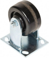 Greenlee - 4" Diam x 2" Wide x 5-5/8" OAH Top Plate Mount Rigid Caster - Phenolic, 800 Lb Capacity, 4 x 4-1/2" Plate - Americas Industrial Supply